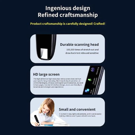 CARVALHO AI Smart Translation Pen - Offline OCR Text Scanner & Voice Translator (142 Languages) for Travel & Dyslexia